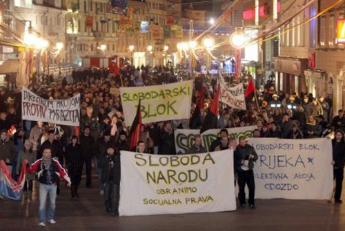 Bloco libertário protesta contra o governo croata